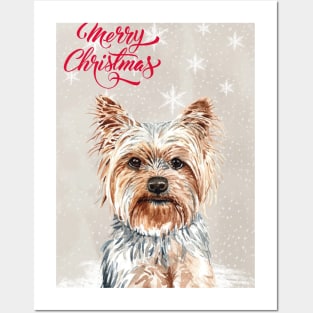 Yorkshire Terrier Dog Christmas Posters and Art